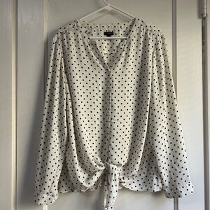 Women’s Talbots White Black Polka Dot Tie-Front Blouse - Size 2X